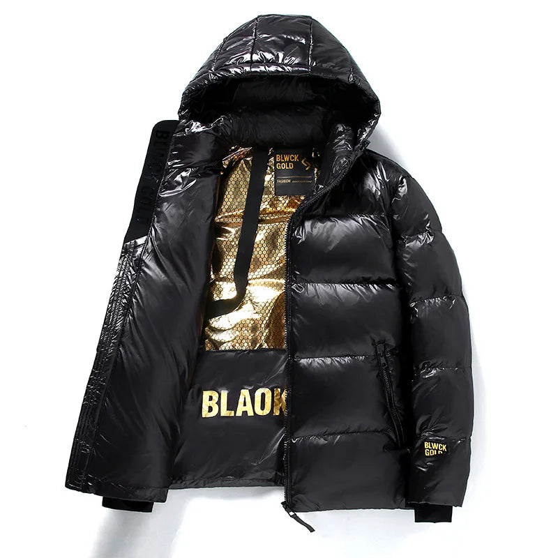 Herrensteppjacke mit Kapuze und Reißverschlusstaschen