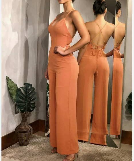 Sibylle Damen-Jumpsuit mit rückenfreiem V-Ausschnitt