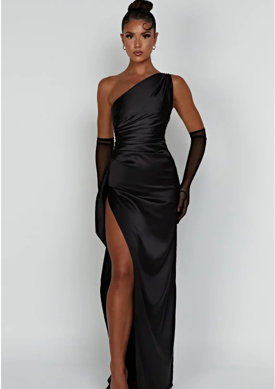 Ludmilla Maxikleid mit One-Shoulder-Design und Beinschlitz für Frauen