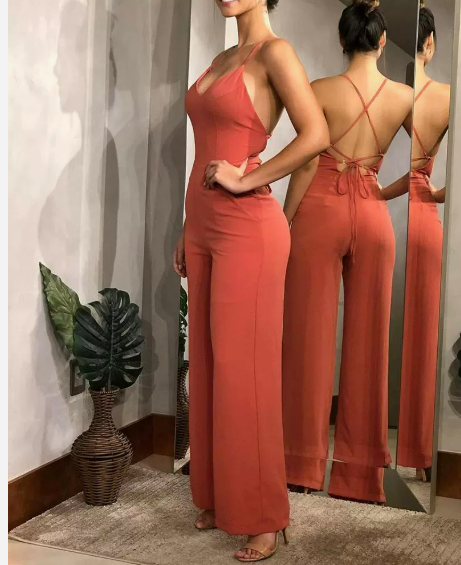 Sibylle Damen-Jumpsuit mit rückenfreiem V-Ausschnitt