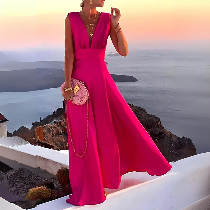 Albertina Damen Maxikleid mit V-Ausschnitt & Printdesign