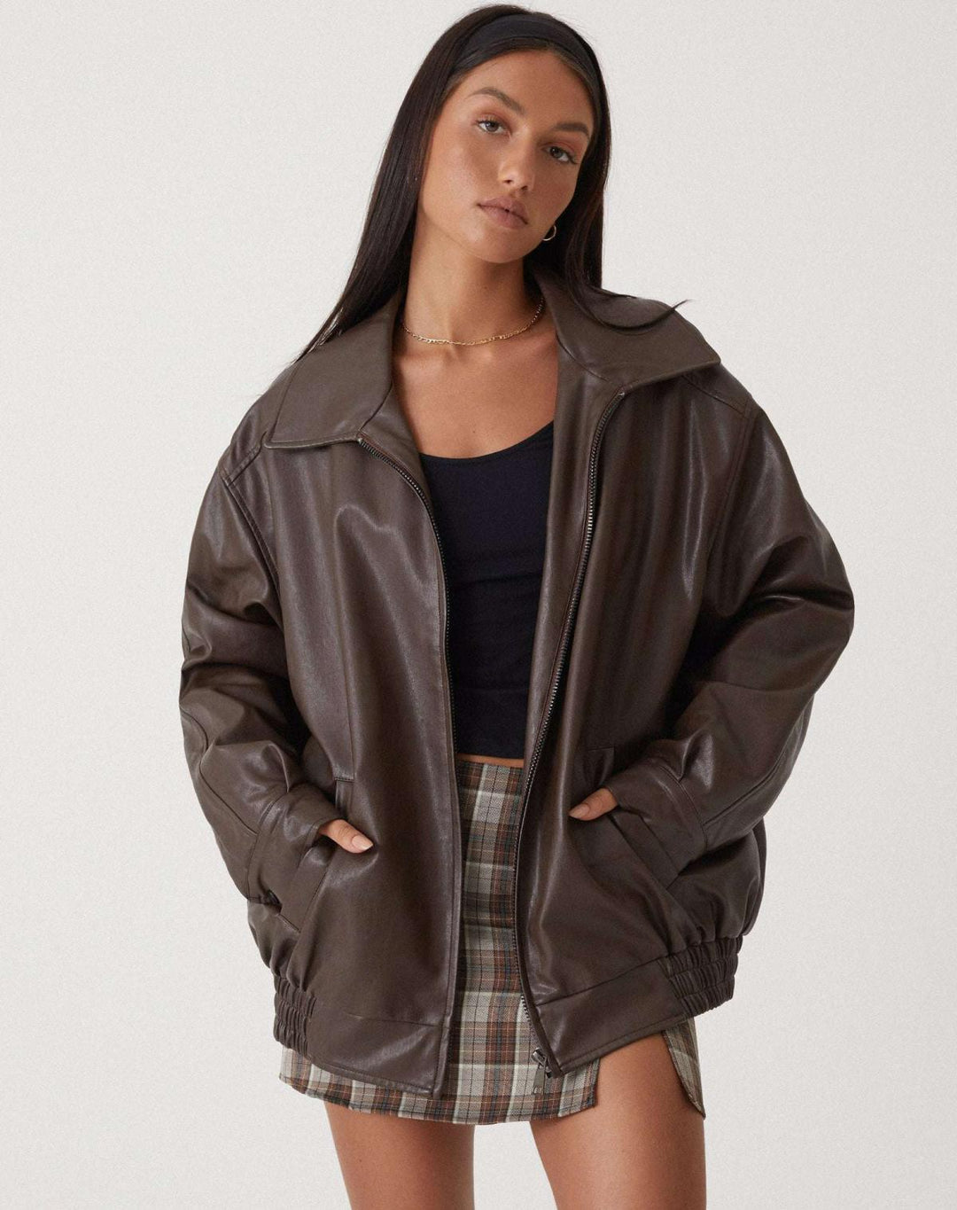Oversized Langarmjacke mit elastischem Saum für Damen
