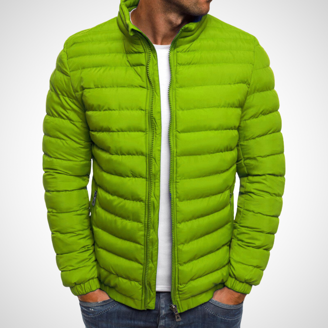Jacke für Herren in Grün mit Steppdesign, praktischem Reißverschluss und hoher Stehkragen