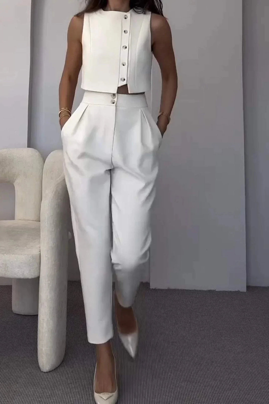 Isota Damen Zweiteiler mit Weste & High-Waist-Hose