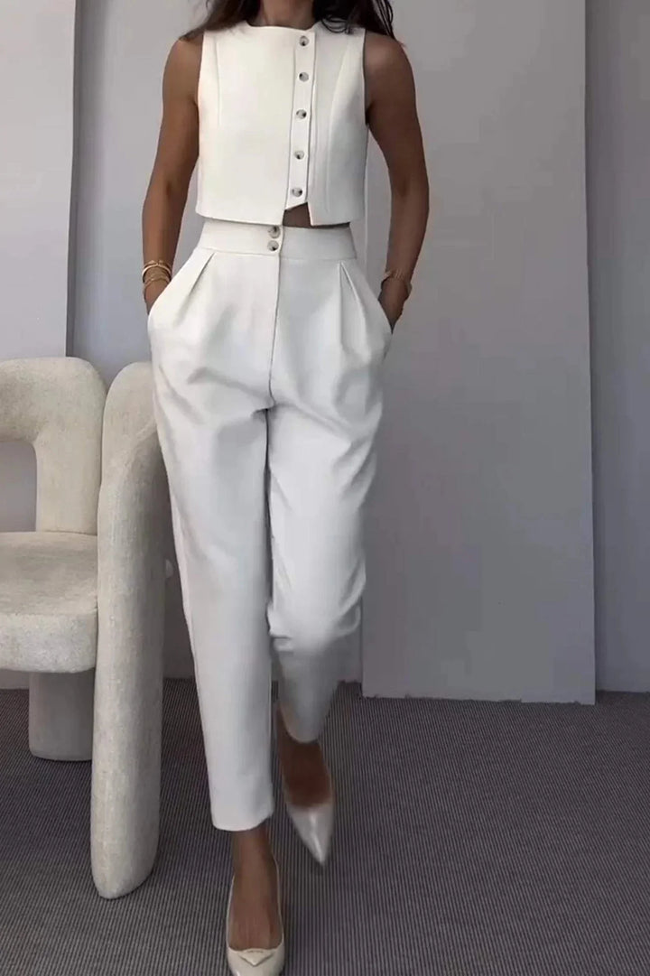 Isota Damen Zweiteiler mit Weste & High-Waist-Hose