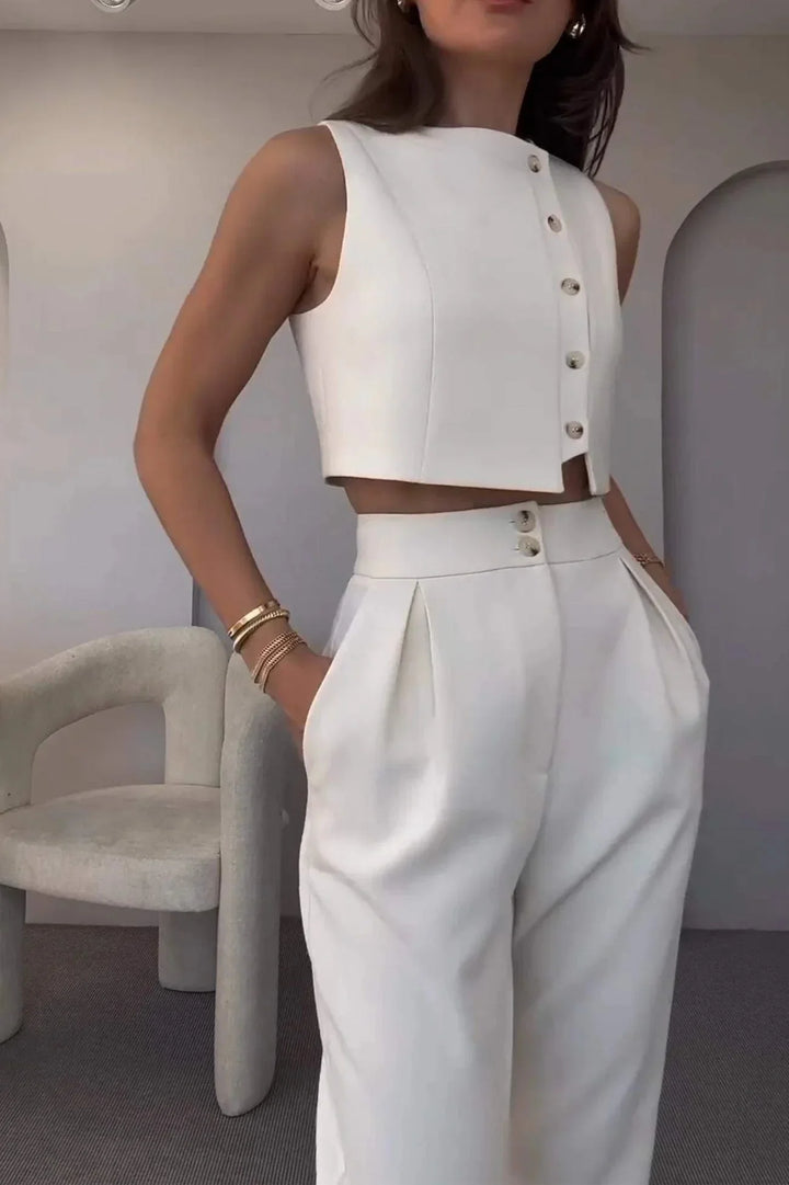 Isota Damen Zweiteiler mit Weste & High-Waist-Hose