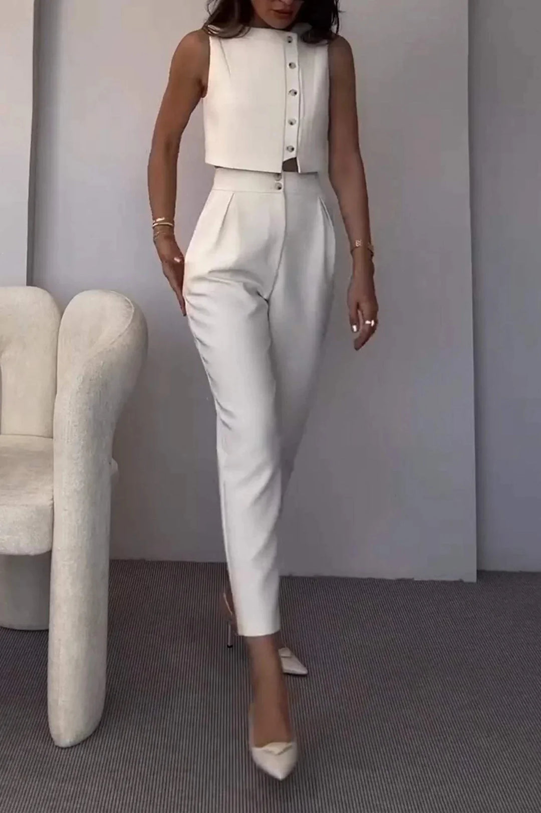 Isota Damen Zweiteiler mit Weste & High-Waist-Hose