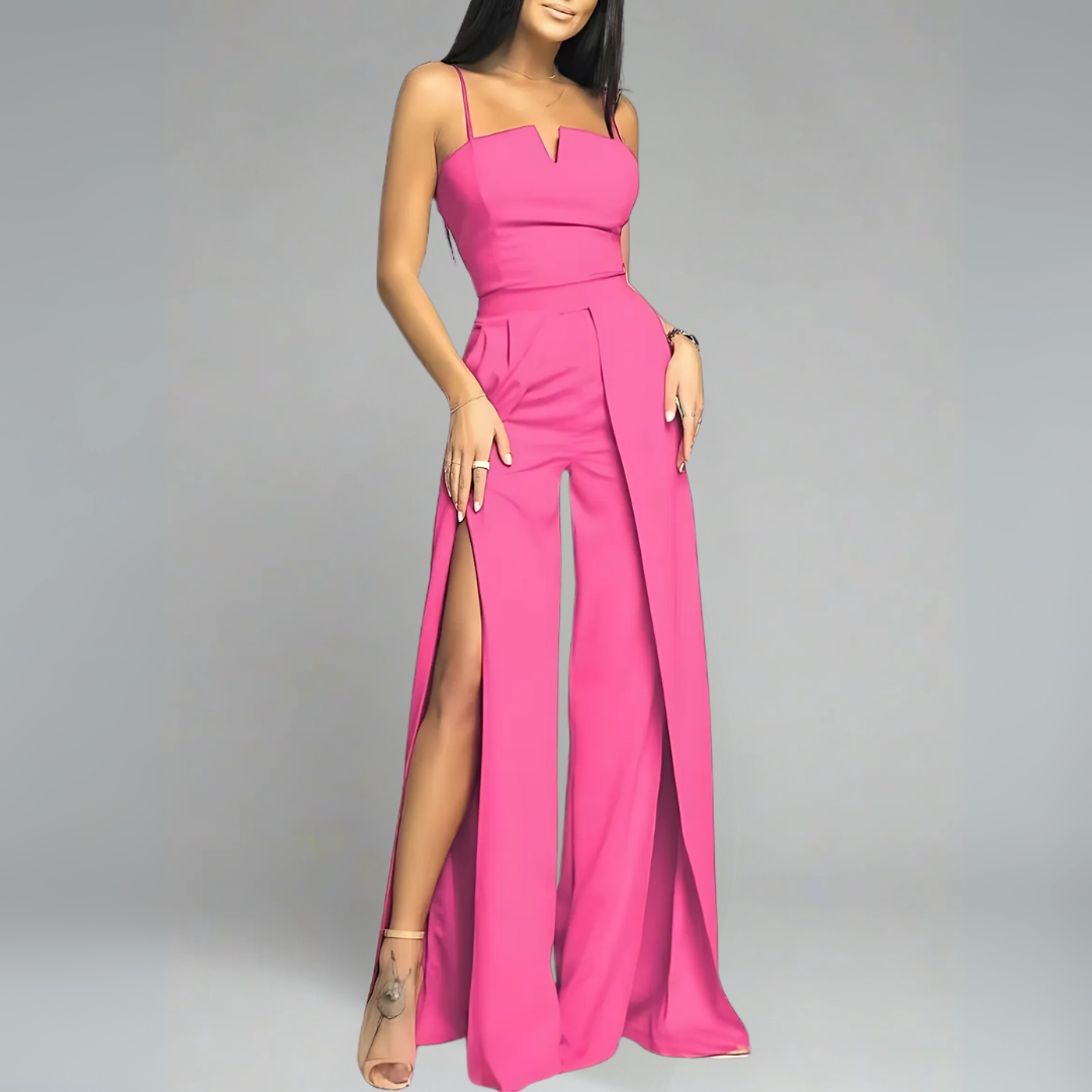Damen Jumpsuit mit verspielten Schleifendetails, einem luftigen Cut-Out-Design und leichtem, atmungsaktivem Material in Dunkelrosa