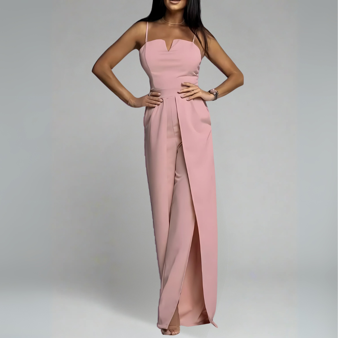 Damen Jumpsuit mit verspielten Schleifendetails, einem luftigen Cut-Out-Design und leichtem, atmungsaktivem Material in Rosa