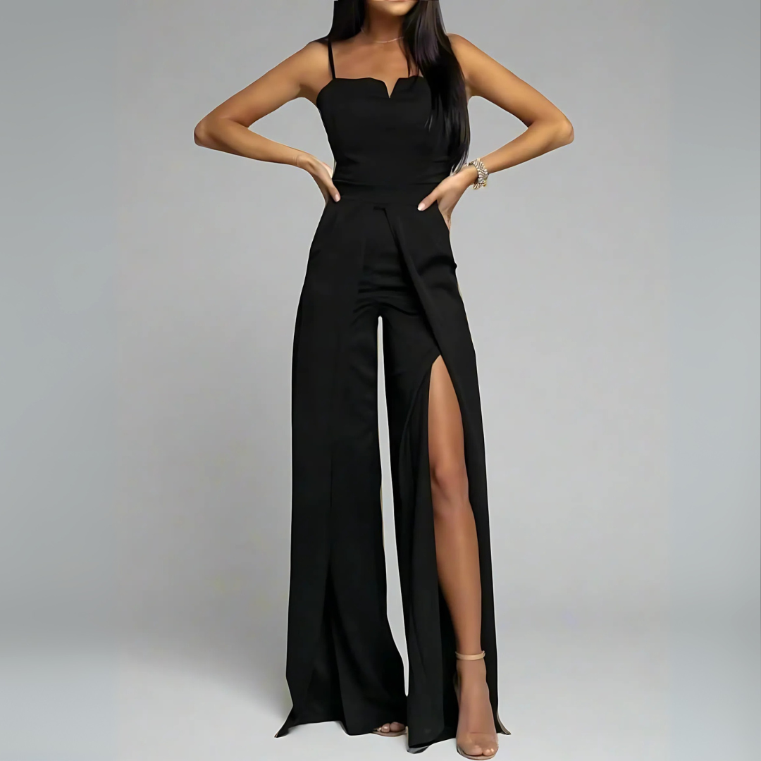 Damen Jumpsuit mit verspielten Schleifendetails, einem luftigen Cut-Out-Design und leichtem, atmungsaktivem Material in Schwarz
