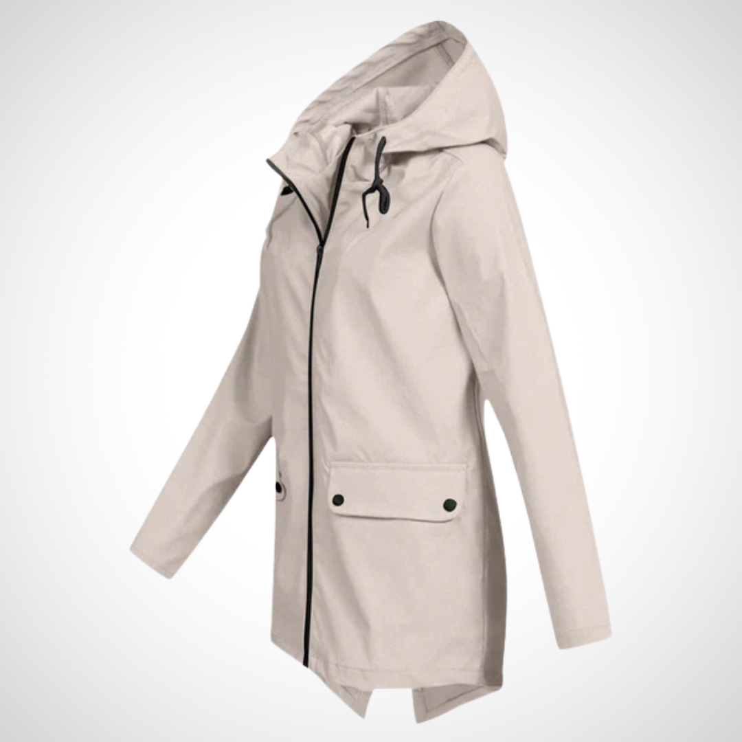 Wasserabweisende Kapuzenjacke mit Reißverschluss für Damen