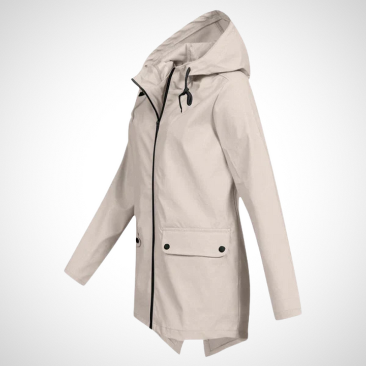 Wasserabweisende Kapuzenjacke mit Reißverschluss für Damen
