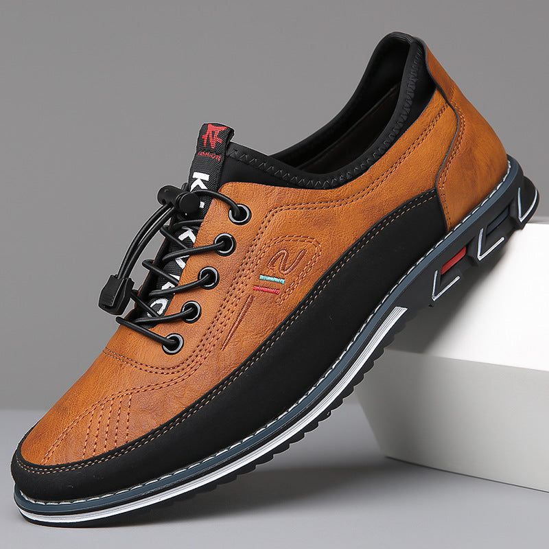 Karamellfarbene Herren-Schuhe aus veganem Material als stilvolle Leder Oxford-Schuhe