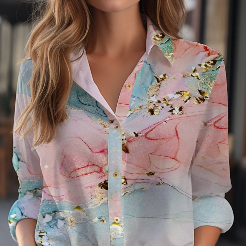 Figurschmeichelnd Knopfleiste Bluse für Damen in Rosa romantische Damenbluse mit weichem Farbton