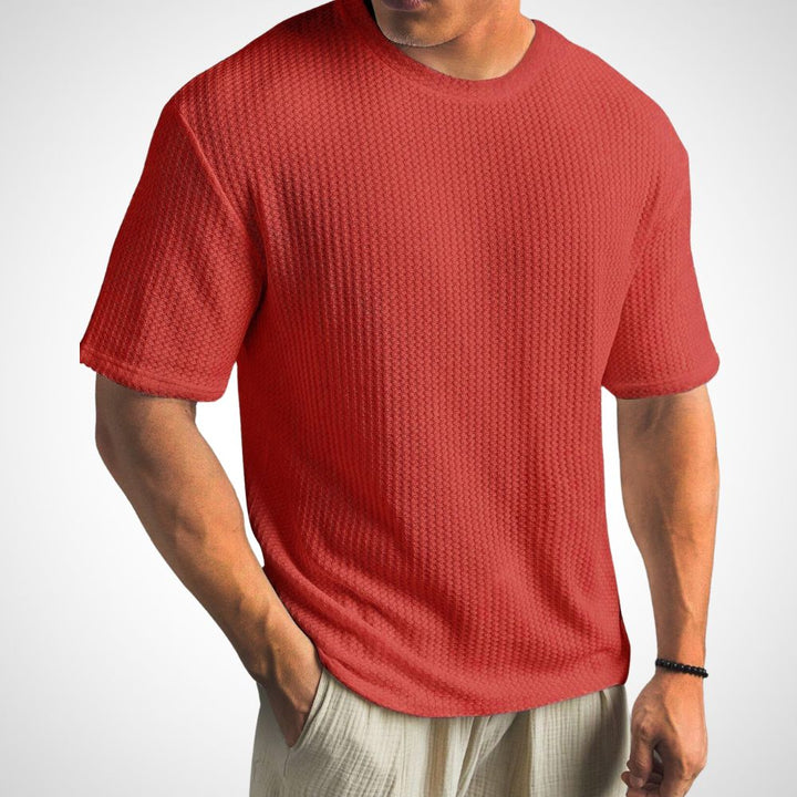 Konrad Baumwollshirt in Rot für Herren klassischer Schnitt und kräftiger Look für den Alltag