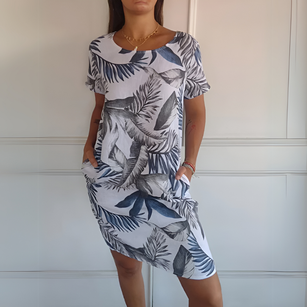 Kyline vielseitiges lässiges gedrucktes Kleid für Damen in Weiß, mit einem stilvollen Print und bequemer Passform