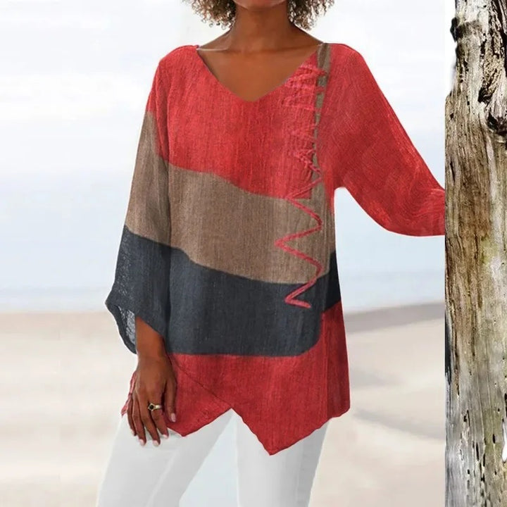 Dina Damen Retro V-Ausschnitt Bluse