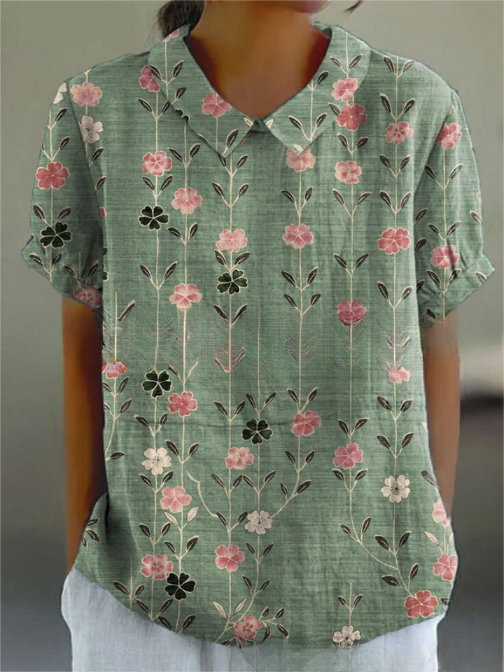 Elegantes Blumenmusterbluse für Damen, perfekt, um deinem legeren Kleiderschrank einen Hauch von naturinspiriertem Charme zu verleihen