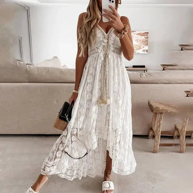 Hilla Boho Spitzenkleid Maxi Damen