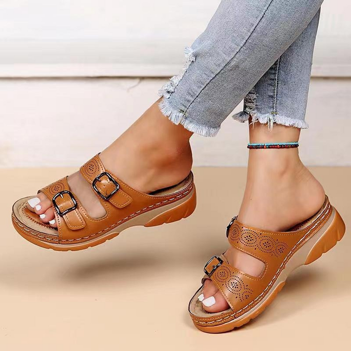 Orthopädische Gel-Sandalen für Damen in Braun bequeme Damensandalen mit stützender Sohle und gepolsterter Einlage