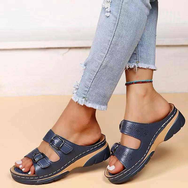 Orthopädische Gel-Sandalen für Damen in Dunkelblau stilvolle Damensandalen mit Unterstützung für mehr Stabilität