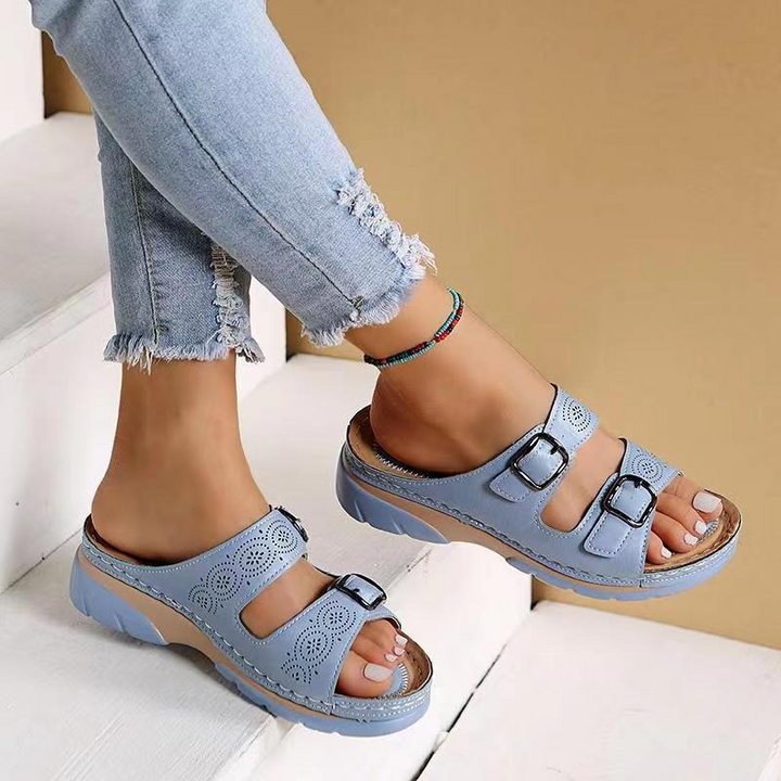 Orthopädische Gel-Sandalen für Damen in Hellblau atmungsaktive Damensandalen mit weichen Riemen und ergonomischem Fußbett