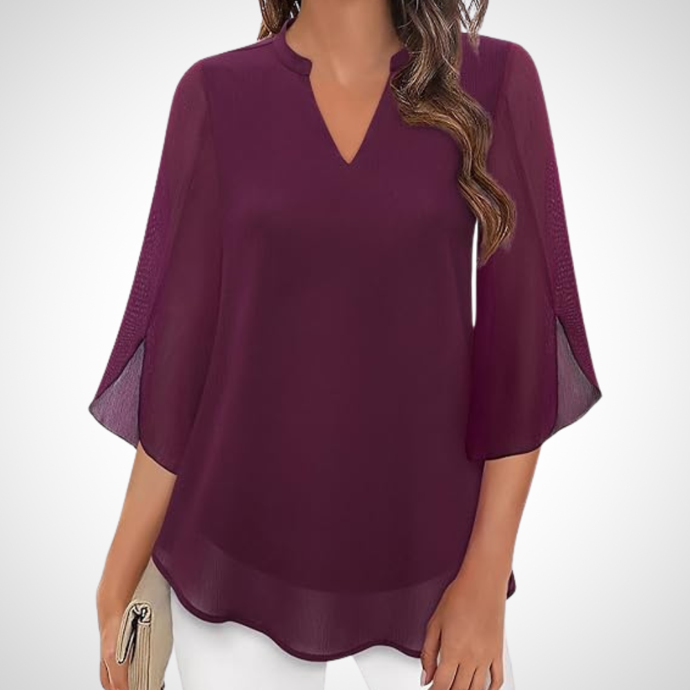 Damenbluse in Burgund – Raffinierte Lagen-Luftige Bluse mit fließenden Lagen für einen stilvollen Look