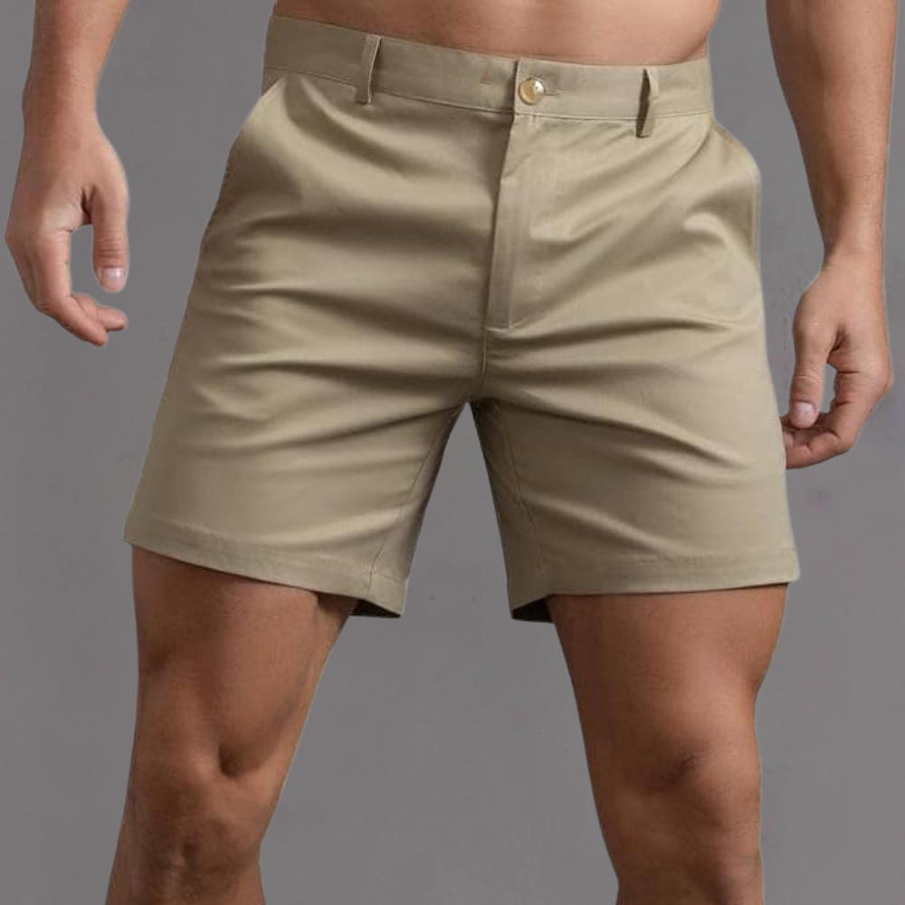 Stretch-Shorts für Herren in Khaki – schmale Passform mit funktionalem Design für aktive Tage
