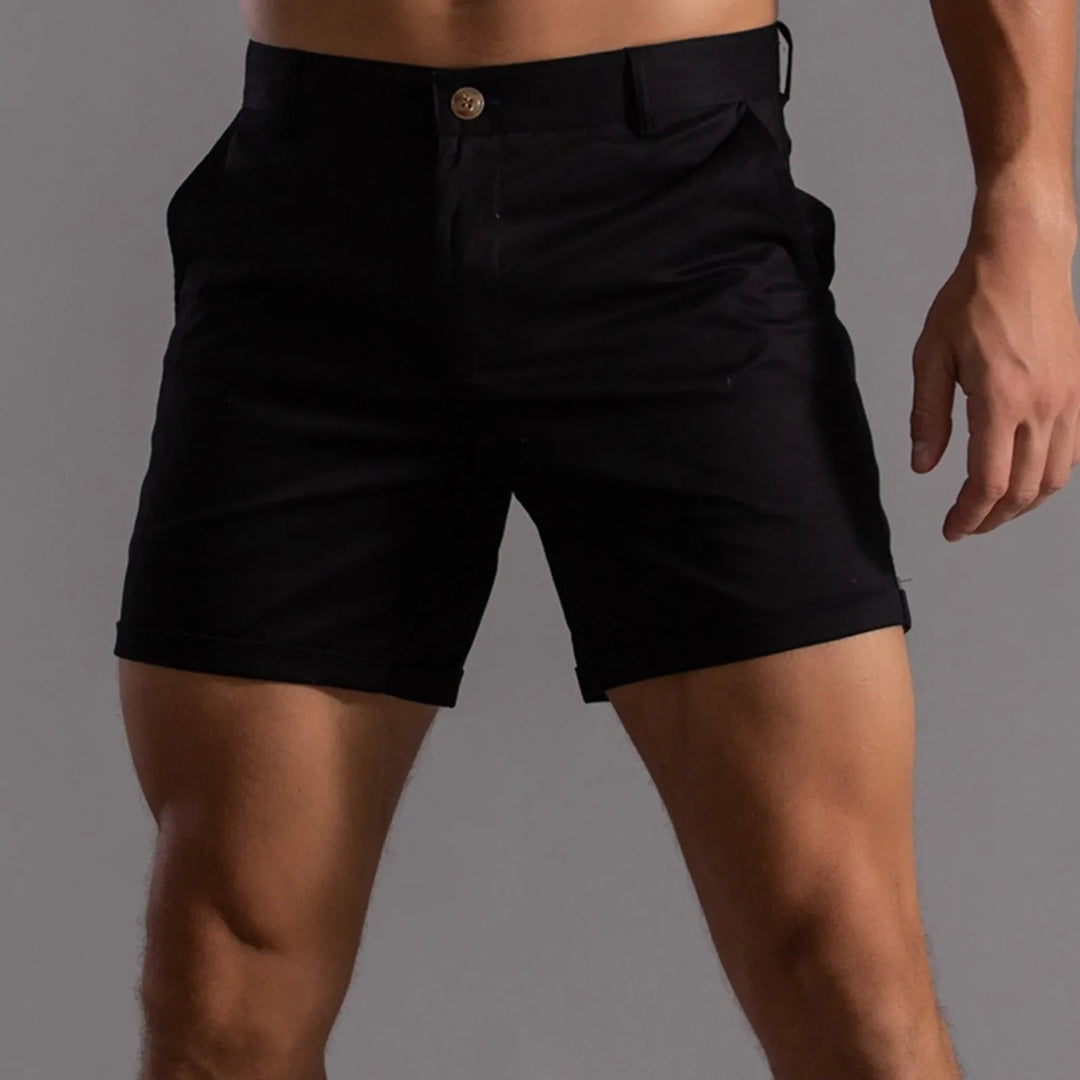 Schwarze Herren Stretch-Shorts mit moderner Slim-Fit-Silhouette – vielseitig für Alltag und Sport