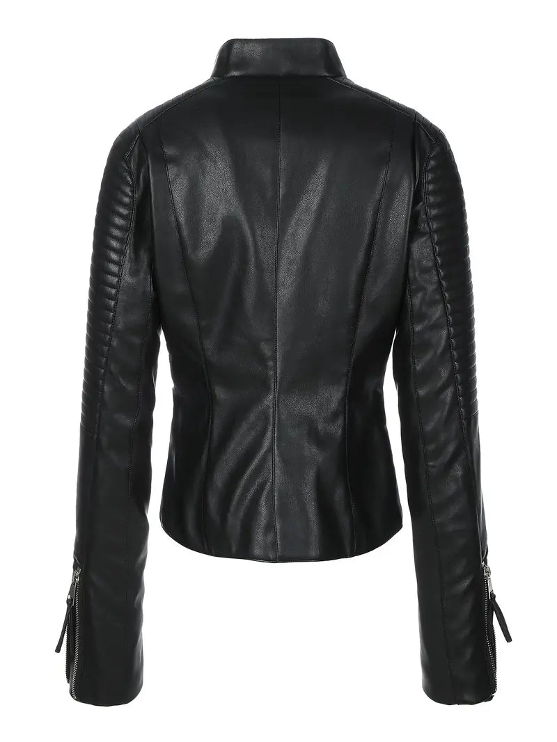 Rita Damen Kunstleder - Moto - Jacke in Schwarz - Modehaus Blum