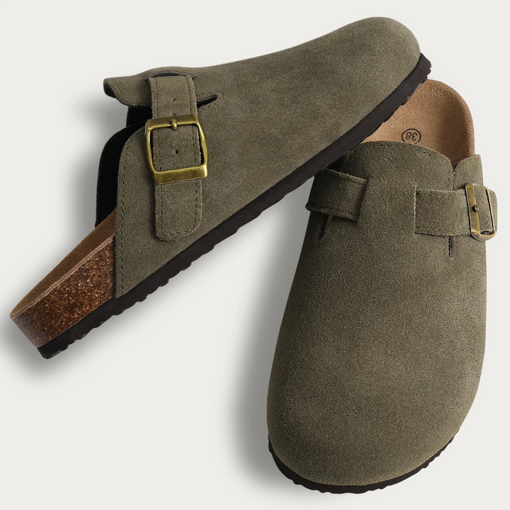Sandalen für Damen in Grün mit orthopädischem Fußbett, verstellbarer Schnalle und rutschfester Laufsohle