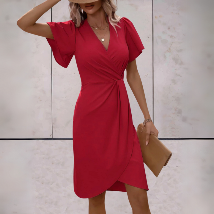 Schickes Wickelkleid für Damen in Rot – auffälliges Damenkleid mit schmeichelnder Passform für Tag und Abend