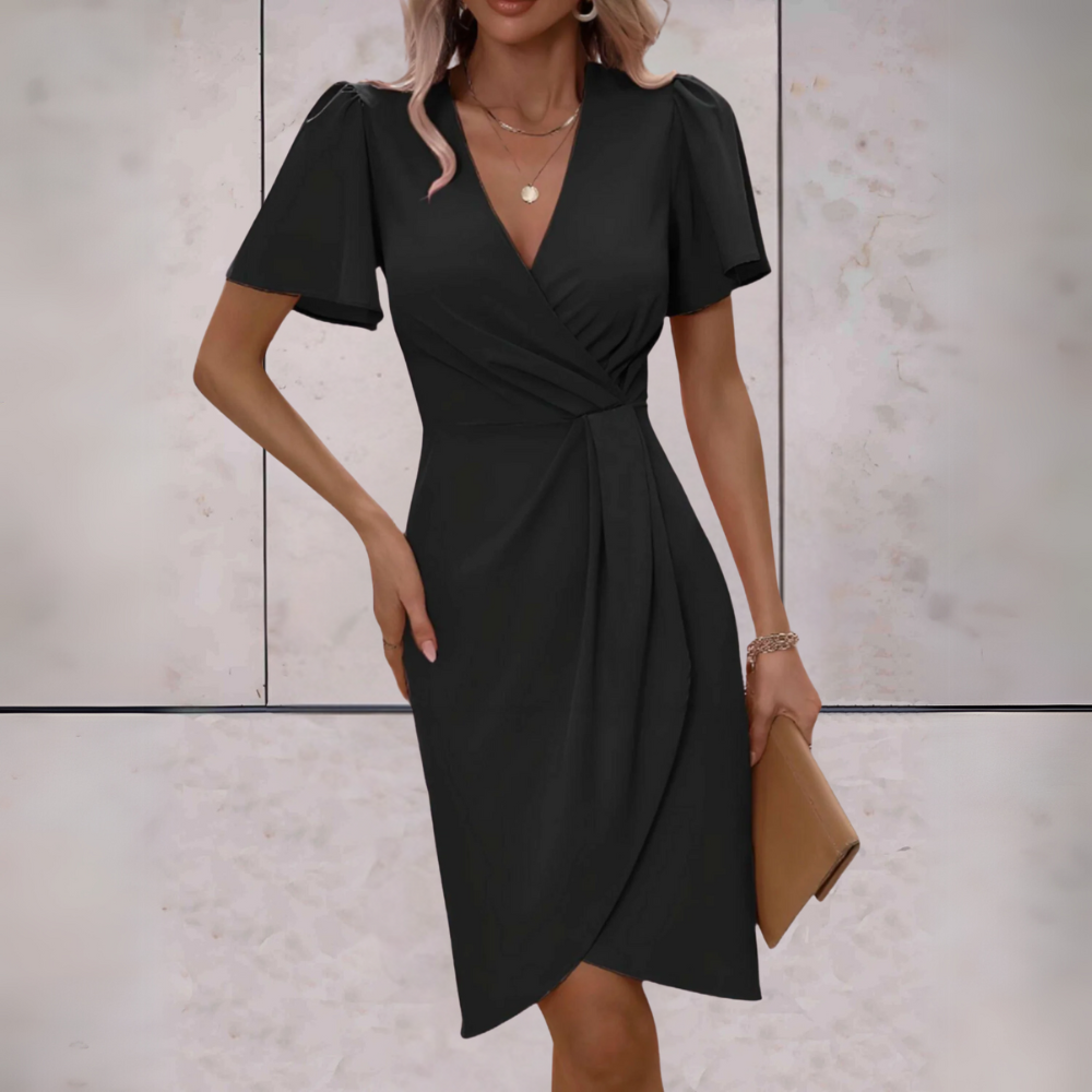 Schickes Wickelkleid für Damen in Schwarz – zeitloses Damenkleid perfekt für elegante und festliche Outfits