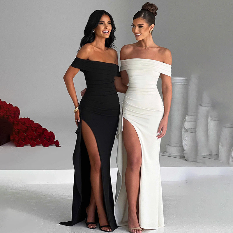 Annalotta Schulterfreies Schlitz Maxikleid für Damen