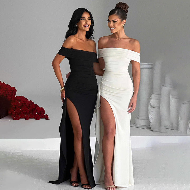 Annalotta Schulterfreies Schlitz Maxikleid für Damen