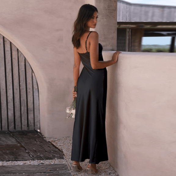 Wunderschönes Spaghettiträgern Maxikleid für Damen