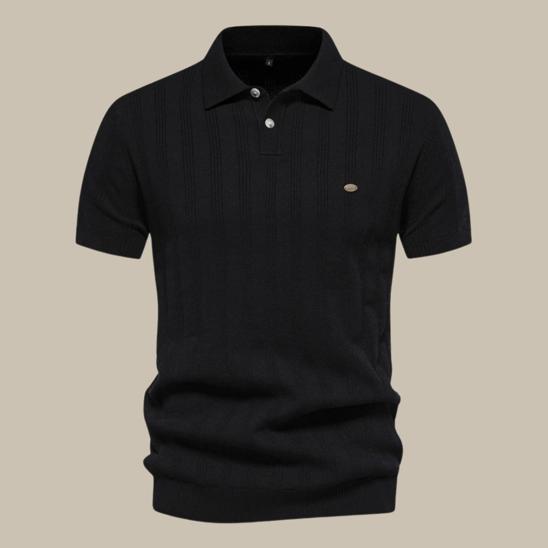 Schwarzes Herren-Poloshirt mit elegantem Design modernes Strick-Poloshirt für einen klassischen Look