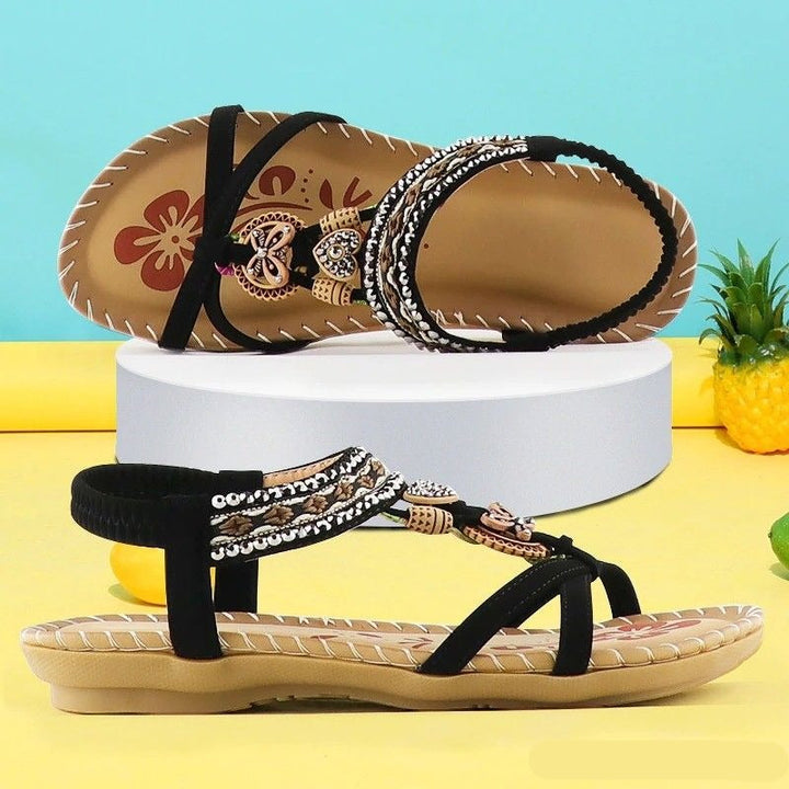 Schwarze Damen-Sandalen mit Stützfunktion – klassische Orthopädische Komfort-Sandalen mit sicherem Halt
