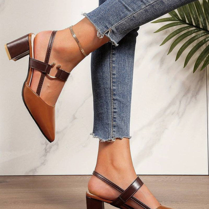 Eleganti slingback ortopediche con tacco a blocco per donna