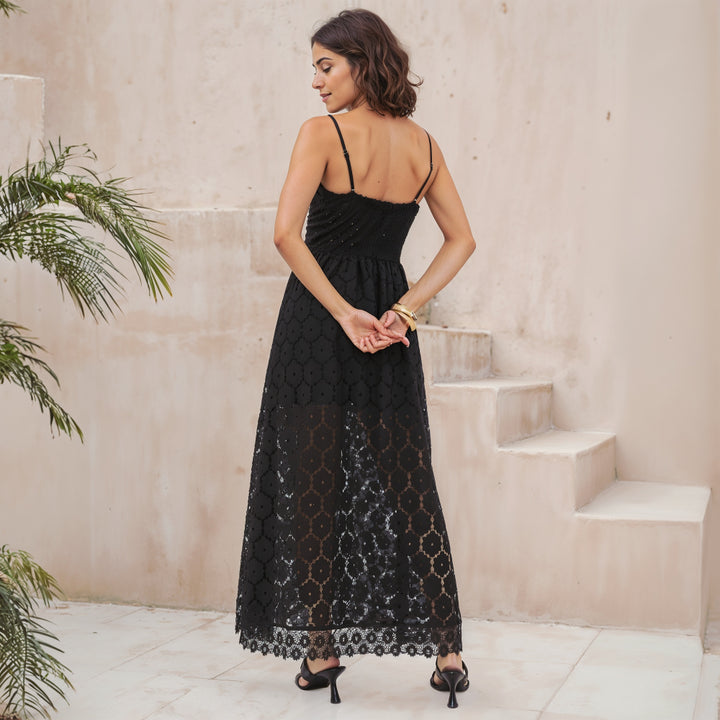 Lucia Spitzen High-Low Kleid mit V-Ausschnitt für Damen