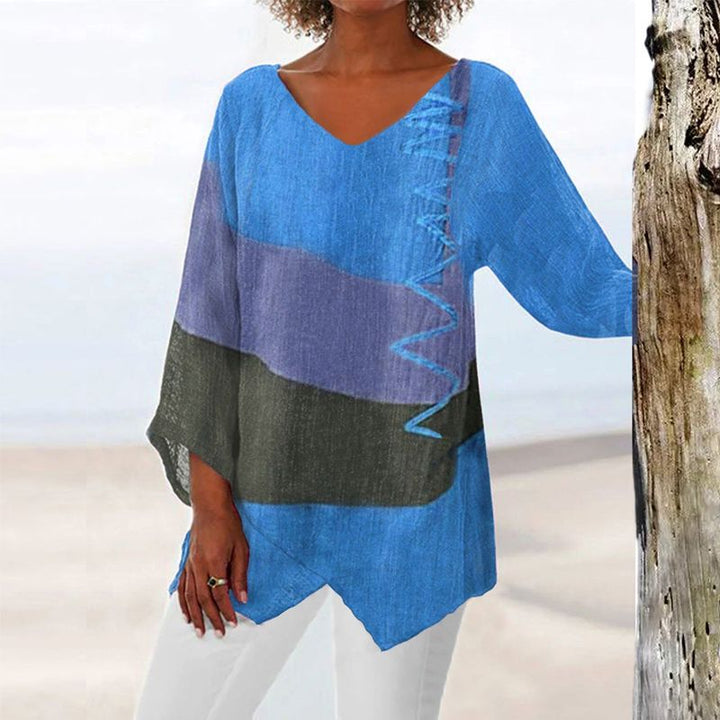 Dina Damen Retro V-Ausschnitt Bluse
