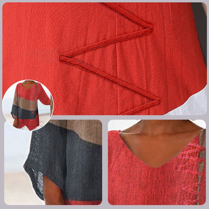 Dina Damen Retro V-Ausschnitt Bluse