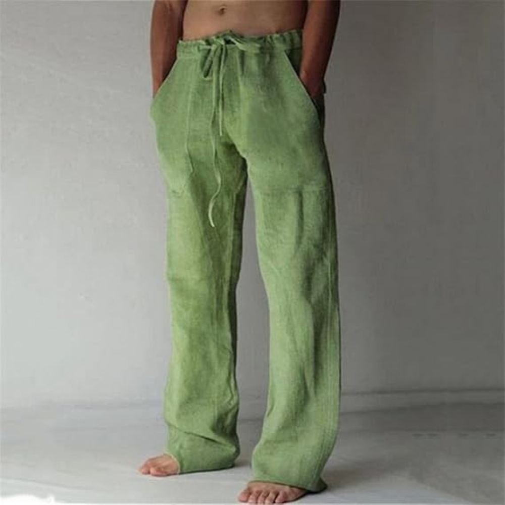 Steffen trendige lässige Leinenhose für Herren in Grün, kombiniert Komfort und Stil, ideal für Sommerausflüge und entspannte Tage.