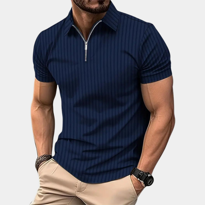 Dunkelblaues Polohemd für Herren mit elegantem Schnitt und zeitlosem Stil