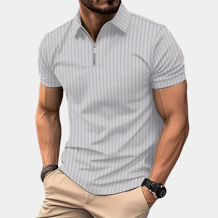 Graues schlank geschnittenes Polohemd für Herren – ideal für einen modernen Alltagsstil