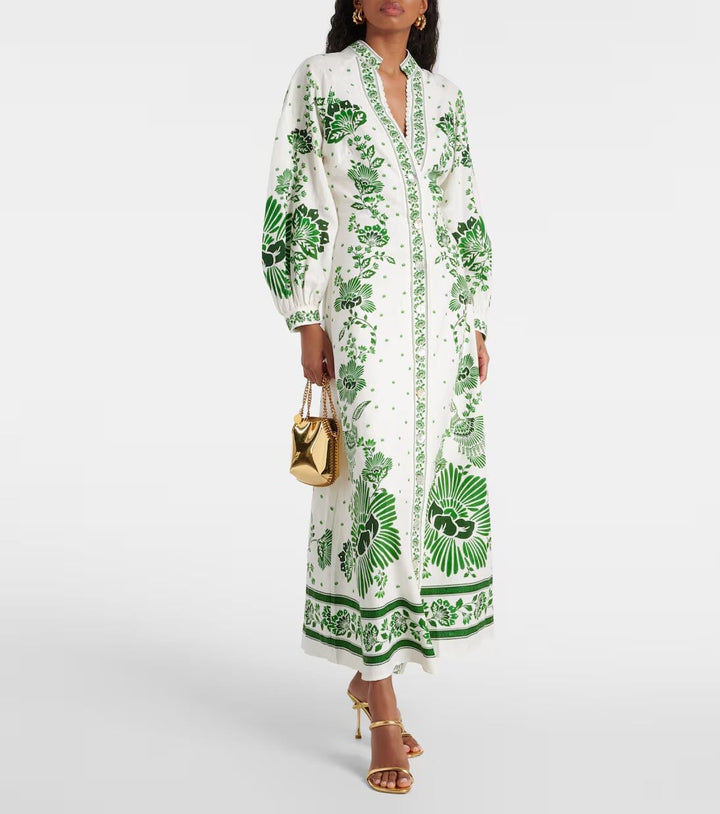 Filomena Damen Kleid mit Print & V-Ausschnitt