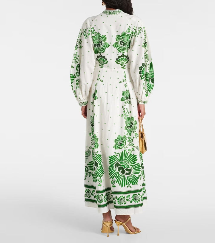 Filomena Damen Kleid mit Print & V-Ausschnitt