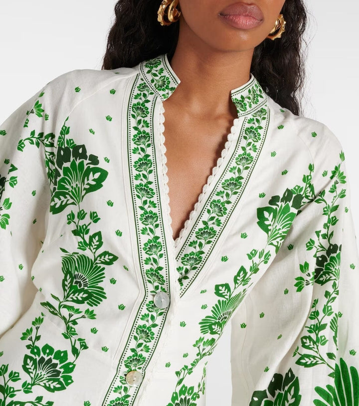 Filomena Damen Kleid mit Print & V-Ausschnitt