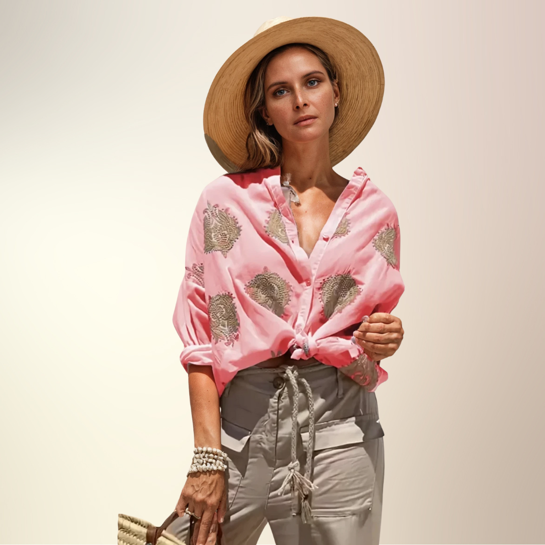 Theodora rote schicke luftige Bluse für Damen, mit lebendigem Rotton und leichtem Design für einen stilvollen Look