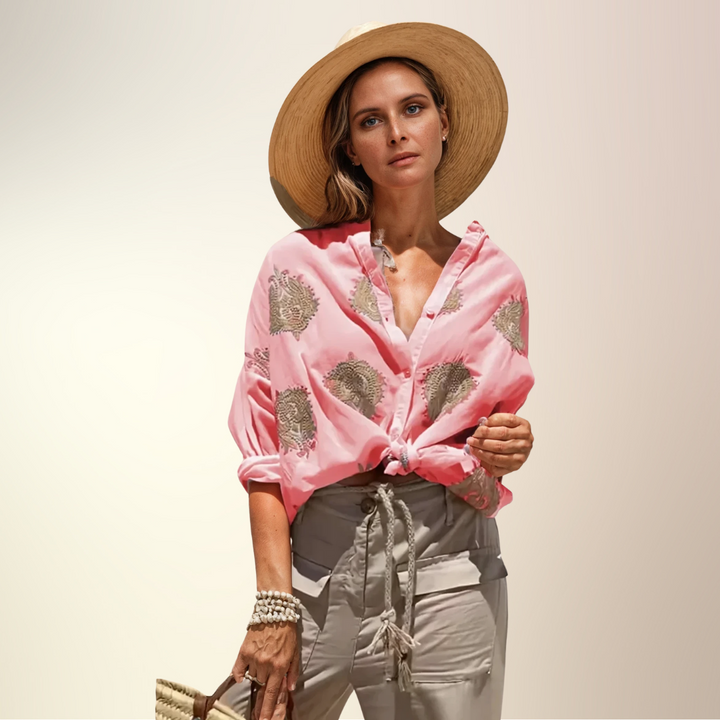 Theodora rote schicke luftige Bluse für Damen, mit lebendigem Rotton und leichtem Design für einen stilvollen Look